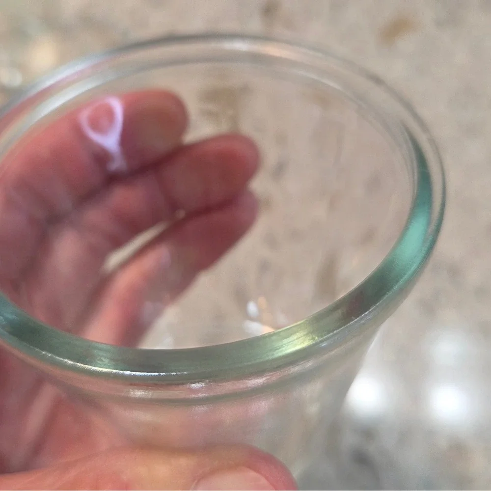 Set of 6 Clear Glass Yogurt Pudding Jars Farmhouse Kitchen Storage 3 Inch